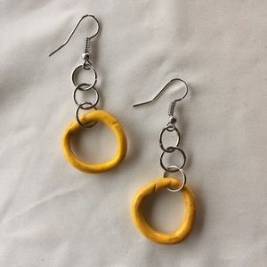Handmade Yellow Ring Dangly Earrings